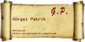 Görgei Patrik névjegykártya